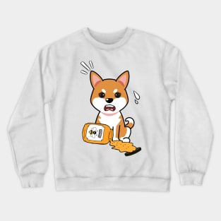 Cute orange dog spilled a jar of honey Crewneck Sweatshirt